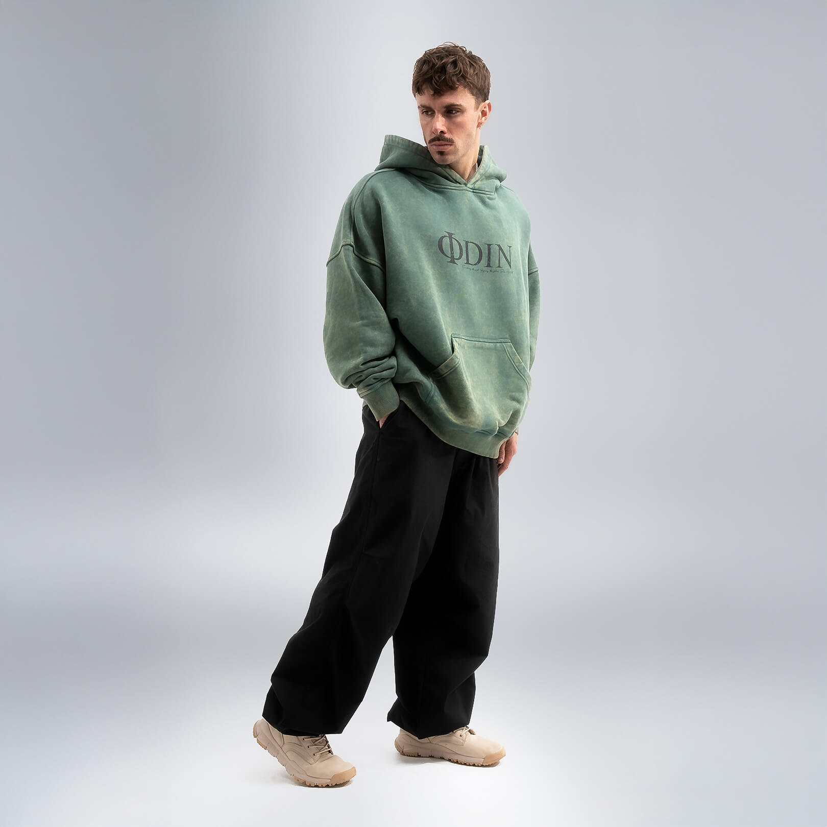REMEMBRANCE HOODIE Faded Moss - Vintage Washed Streetwear | Odin Gear